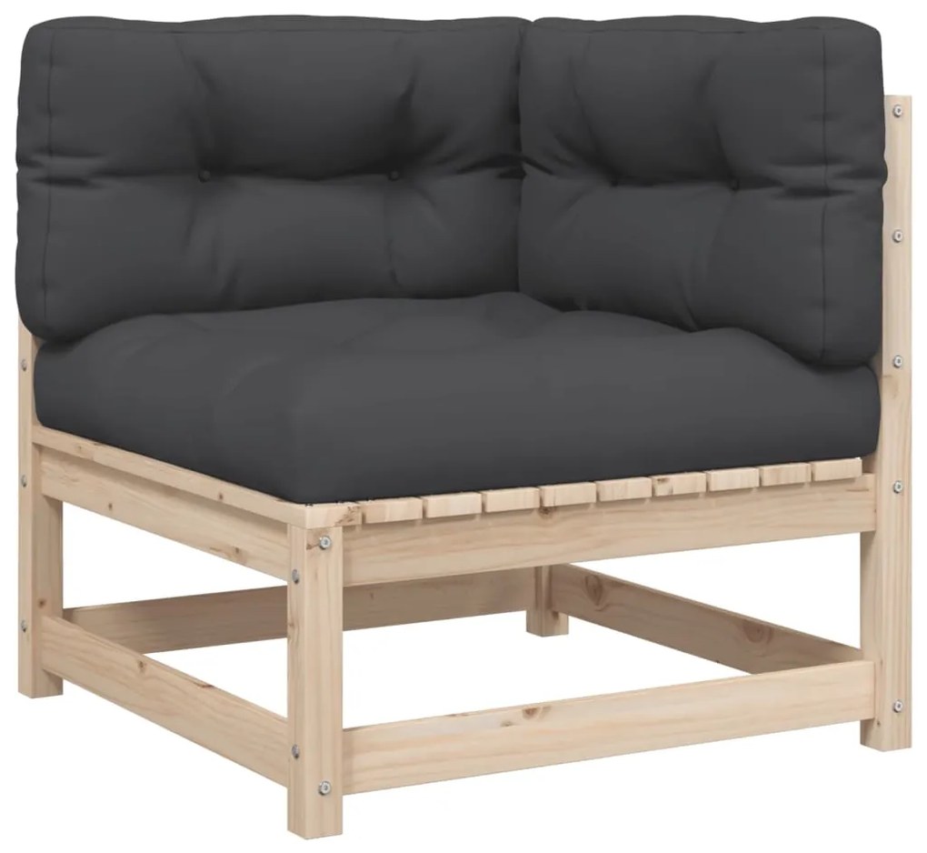 7 pcs conjunto sofás de jardim com almofadões pinho maciço