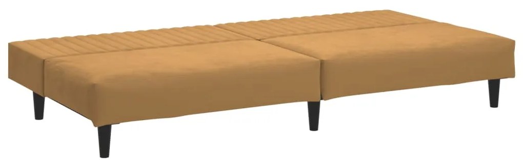 Sofá-cama de 2 lugares veludo castanho
