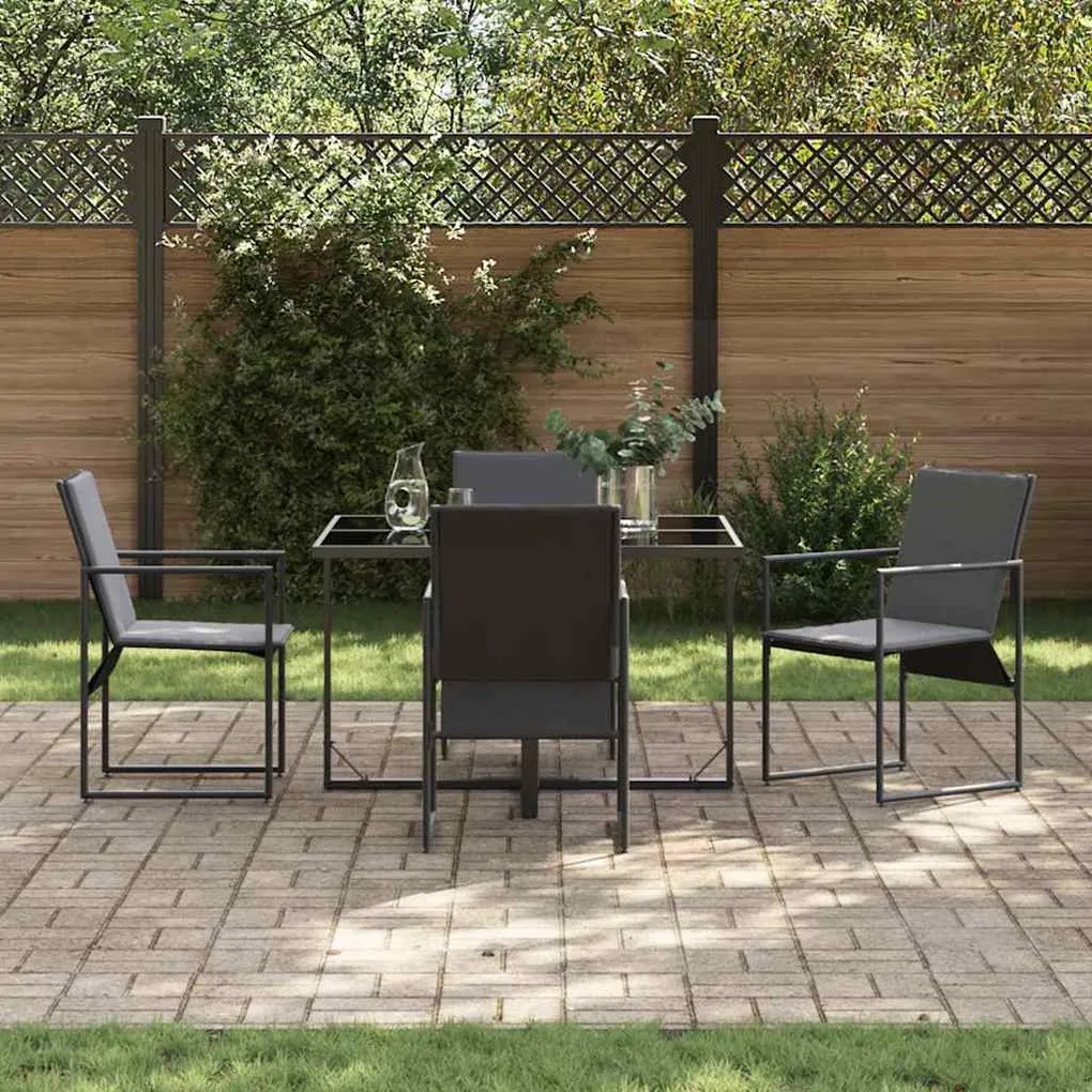 Conjunto de Jantar de Jardim com 6 Peças e Almofadas em Aço e Textilen