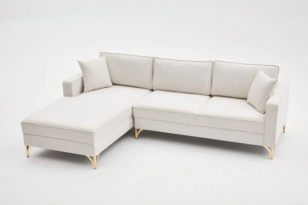 Sofá de Canto Berlin – Creme Dourado – 258x83x181 cm