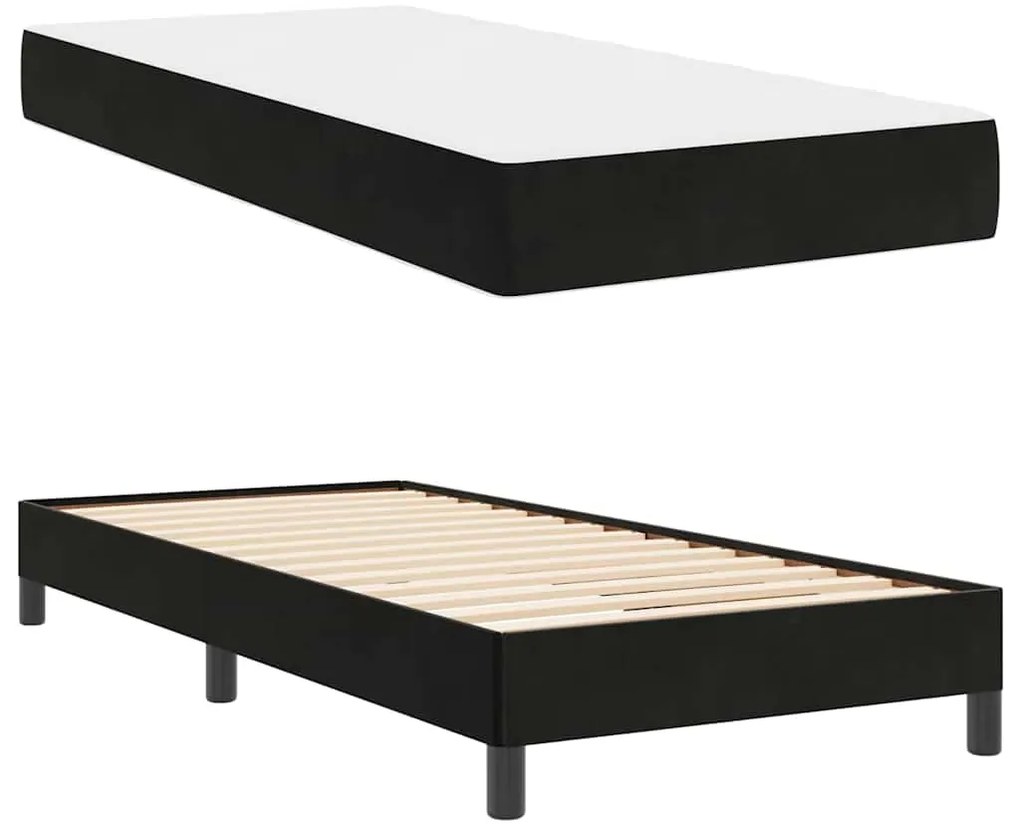 Cama box spring com colchão Preto 90 x 200 cm Veludo