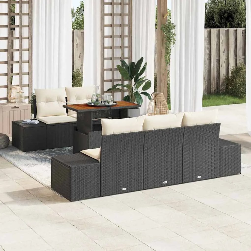 vidaXL Conjunto de Jantar de Jardim com 6 peças e almofadas