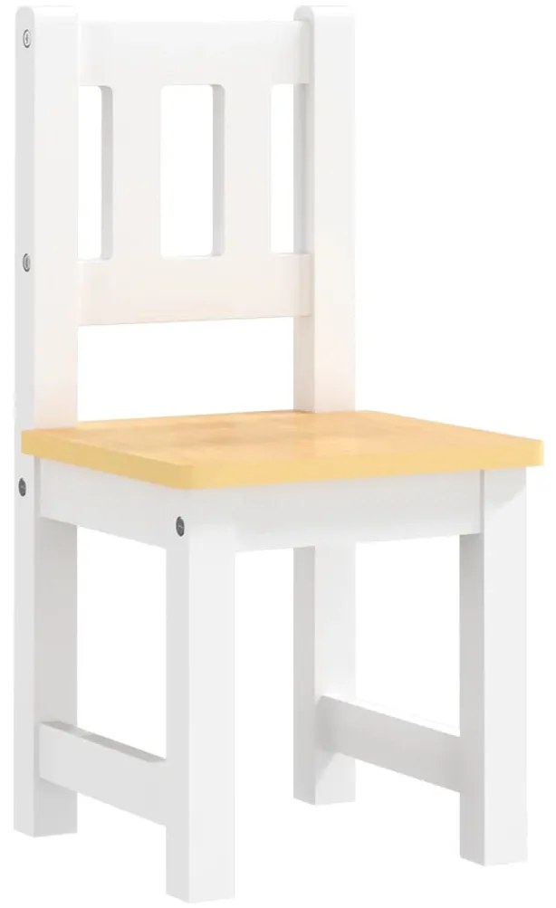 4 pcs conjunto mesa e cadeiras infantil MDF branco e bege