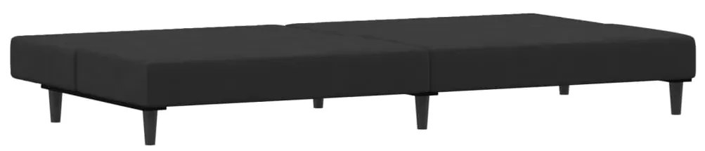 Sofá-cama 2 lugares c/ apoio de pés veludo preto