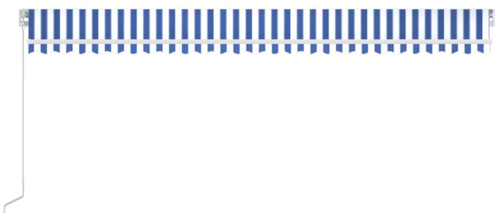 Toldo retrátil manual 600x350 cm azul e branco