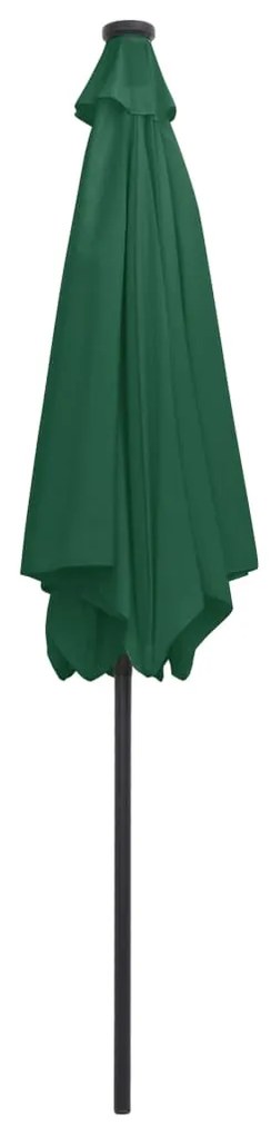 Guarda-sol de jardim c/ luzes LED e poste alumínio 300 cm verde