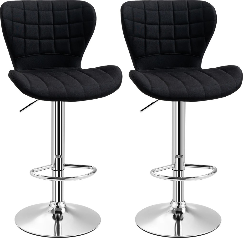 HOMCOM Lote de 2 Bancos de Bar Design Contemporâneo Assento regulável 59-81 cm giratório 360° Linho Preto | Aosom Portugal