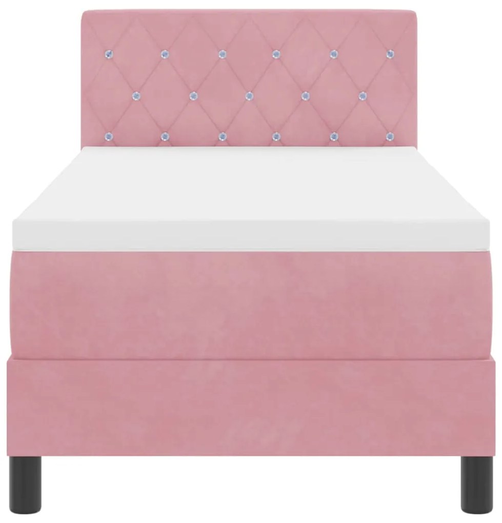 Cama Box Spring vidaXL com Colchão Rosa 80x200 cm Veludo