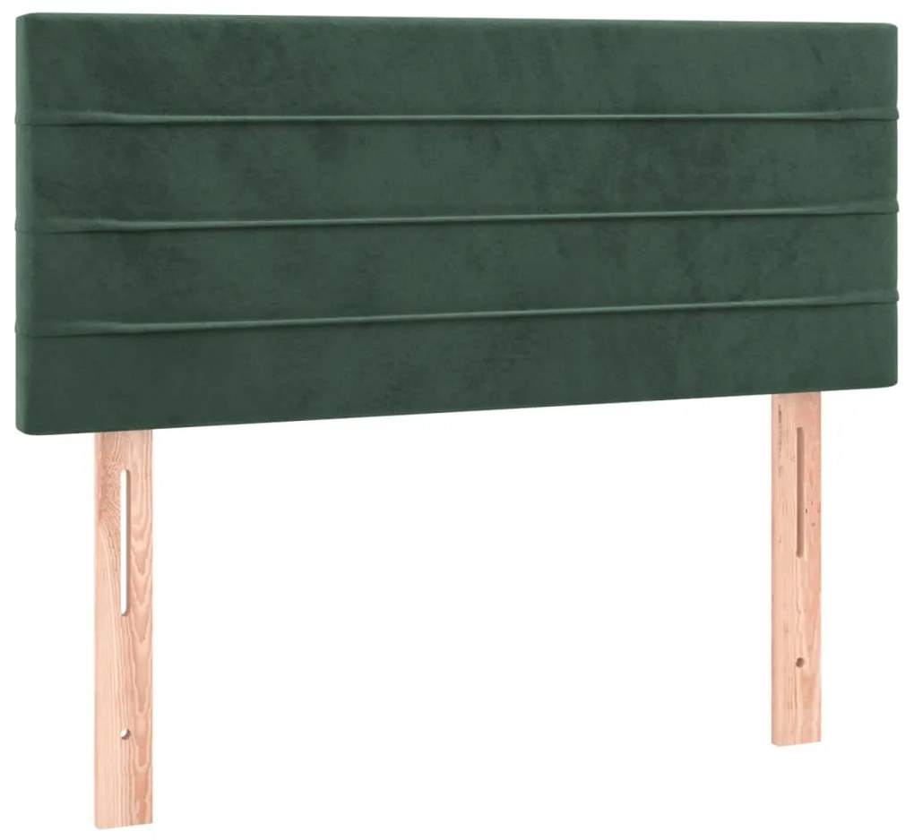 Cabeceira de cama c/luzes LED veludo 100x5x78/88cm verde-escuro