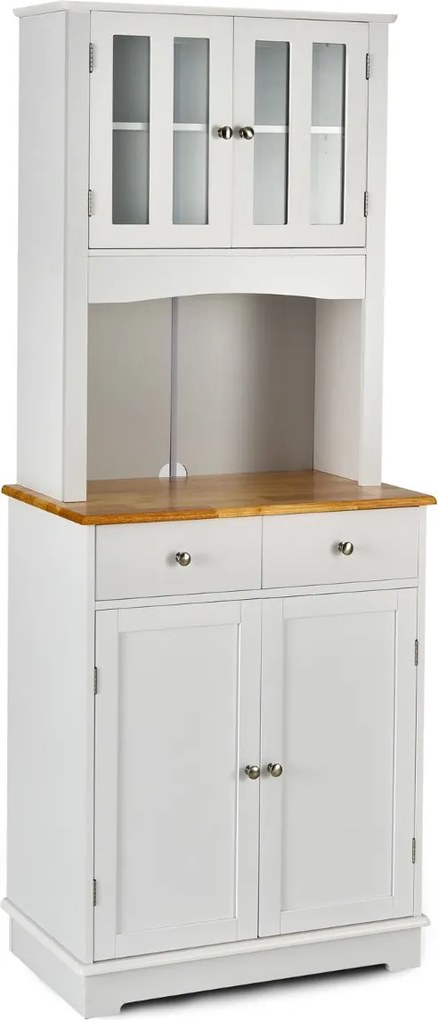 Armário Alto/Aparador de Cozinha “Verona” com Portas de Vidro, Gavetas