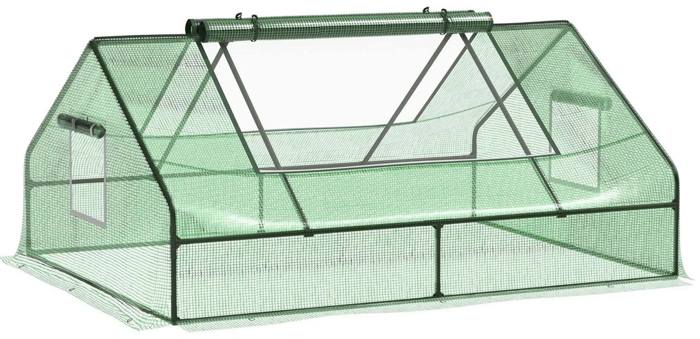 Outsunny Estufa para Terraço Jardim 180x140x80cm Estufa de Aço e Plástico com Porta e Janelas Enroláveis para Cultivo de Planta Verde