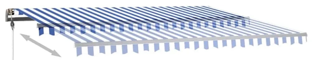 Toldo retrátil manual com LED 400x350 cm azul e branco