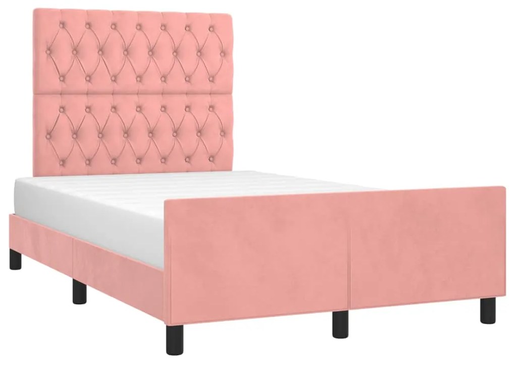 Estrutura de cama com colchão 120x190 cm veludo rosa
