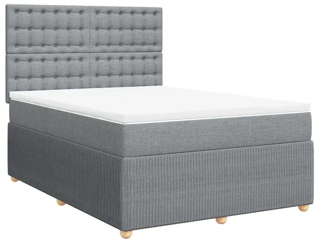 Cama com molas/colchão 140x200 cm tecido cinzento-claro