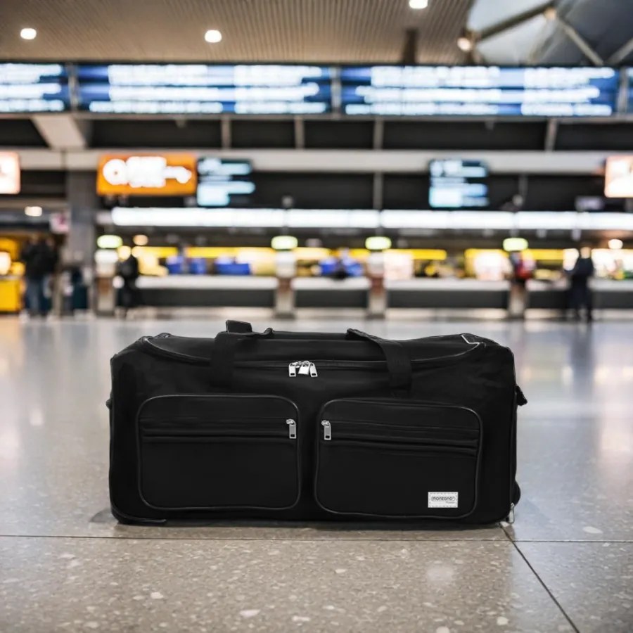 Mala de viagem com rodas e capacidade de 85L, 70 x 36 x 34 cm Preto