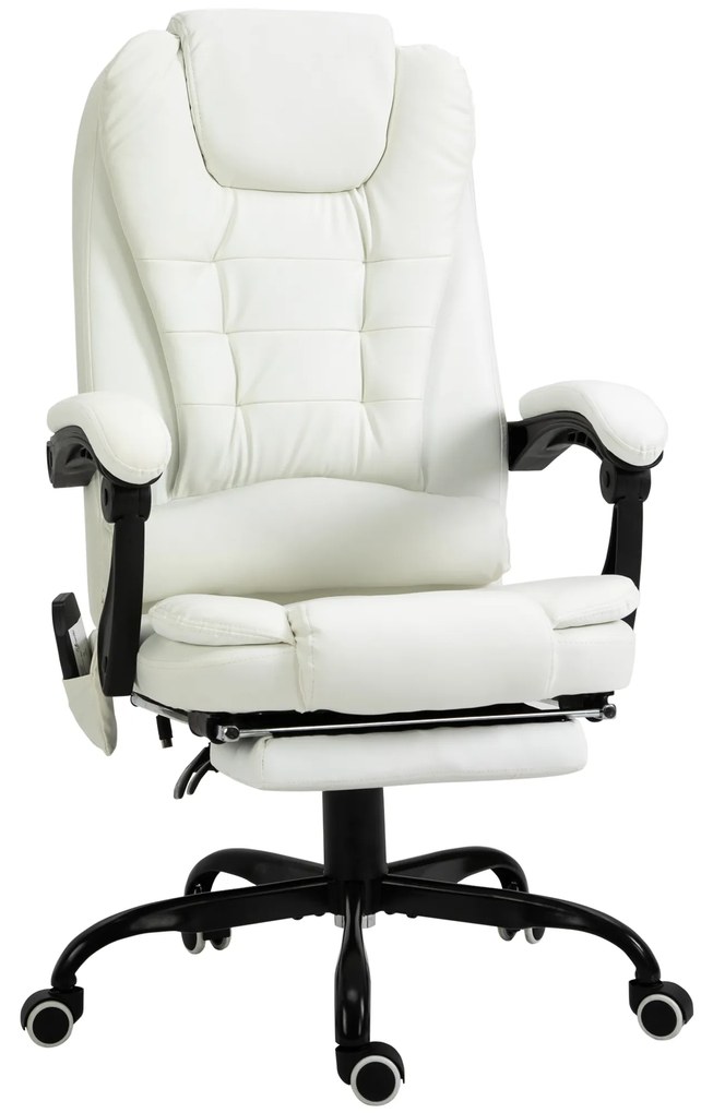 Vinsetto Cadeira de Escritório com Massagem Cadeira Ergonómica com Altura e Encosto Ajustável Controle Remoto Giratório a 360° Branc | Aosom Portugal