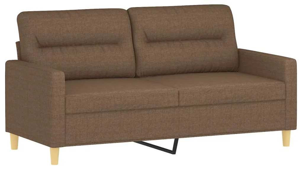 2 pcs conjunto de sofás com almofadões tecido castanho