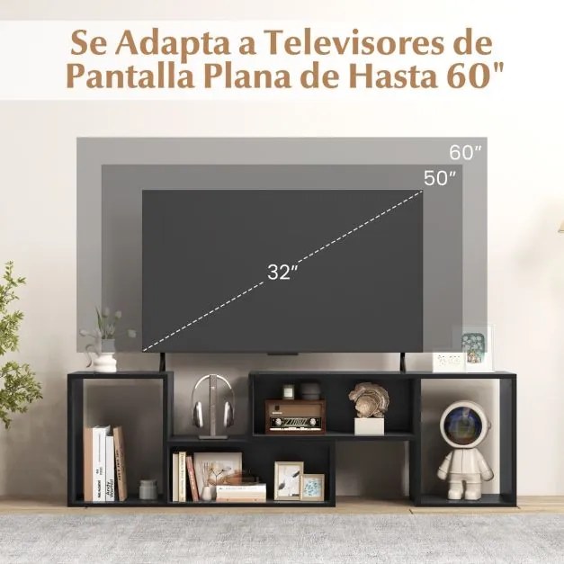 Móvel de TV de 2 peças para sala design inteligente 50/55/60 polegadas Preto
