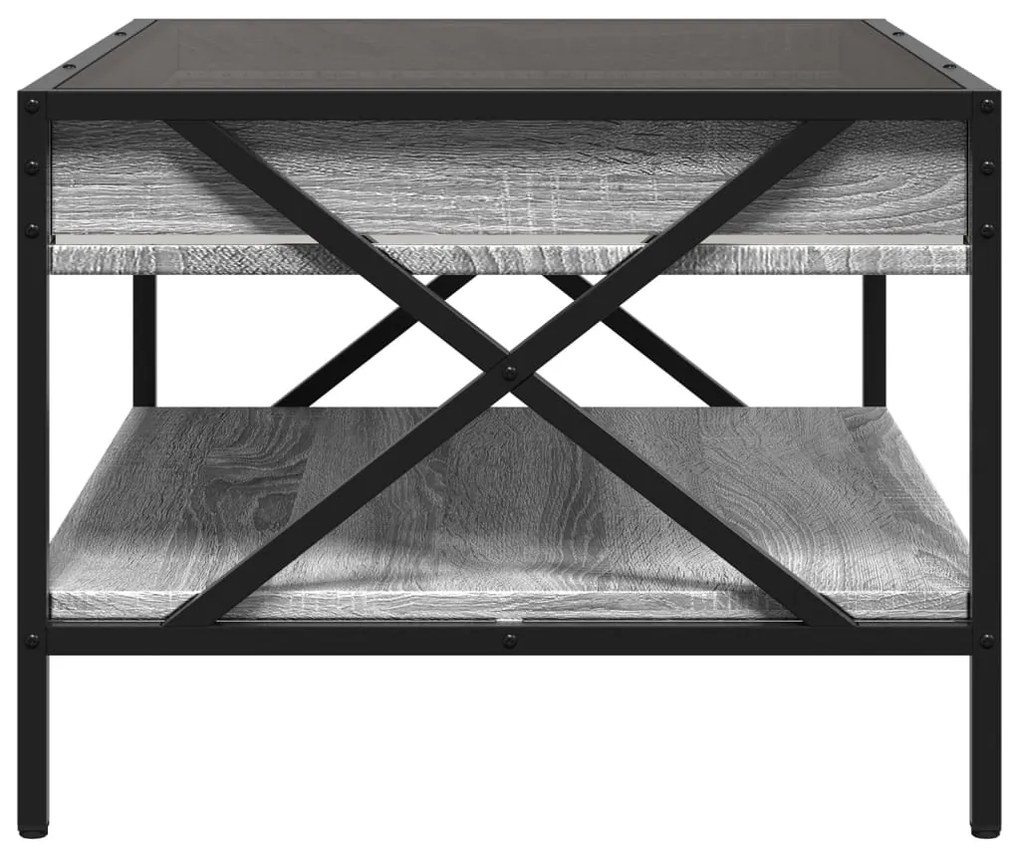 Mesa de centro luzes LED Infinity 70x50x38 cm cinzento sonoma