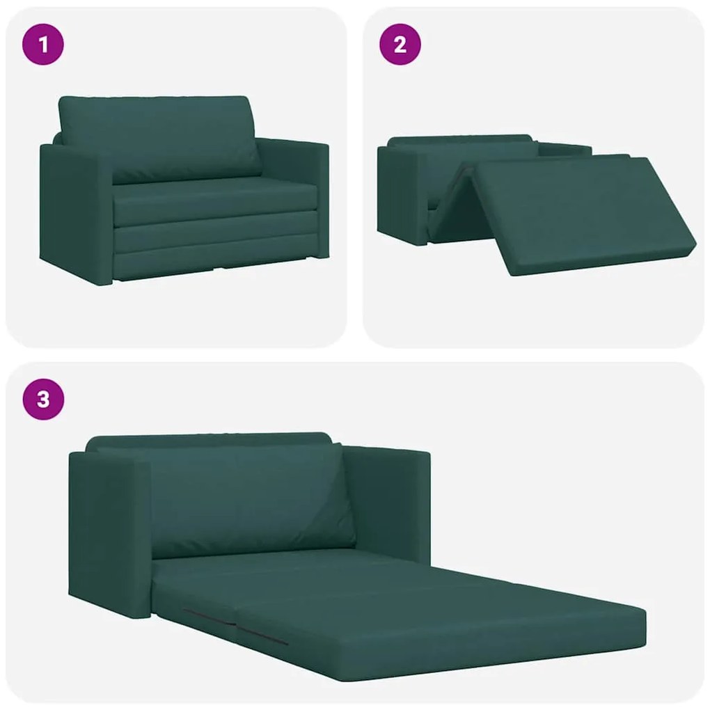 Sofá Cama 2-em-1 Verde Escuro 124x71x78 cm Tecido