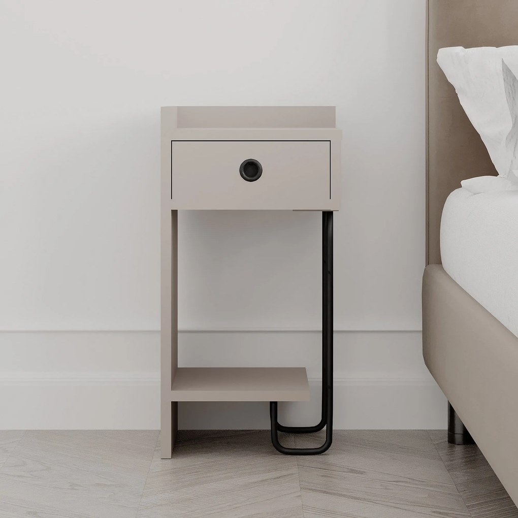 Mesa de Cabeceira Sirius Left – Light Mocha – 32x61x30 cm