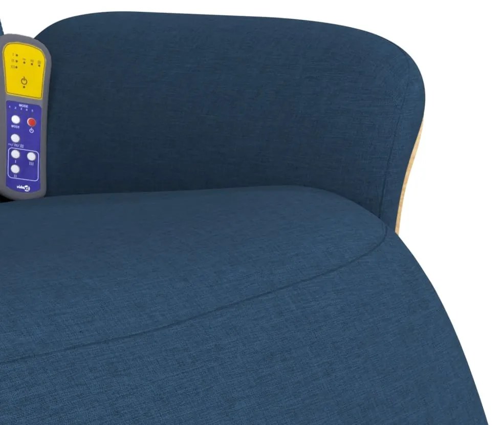 Cadeira de massagens reclinável c/ apoio de pés tecido azul