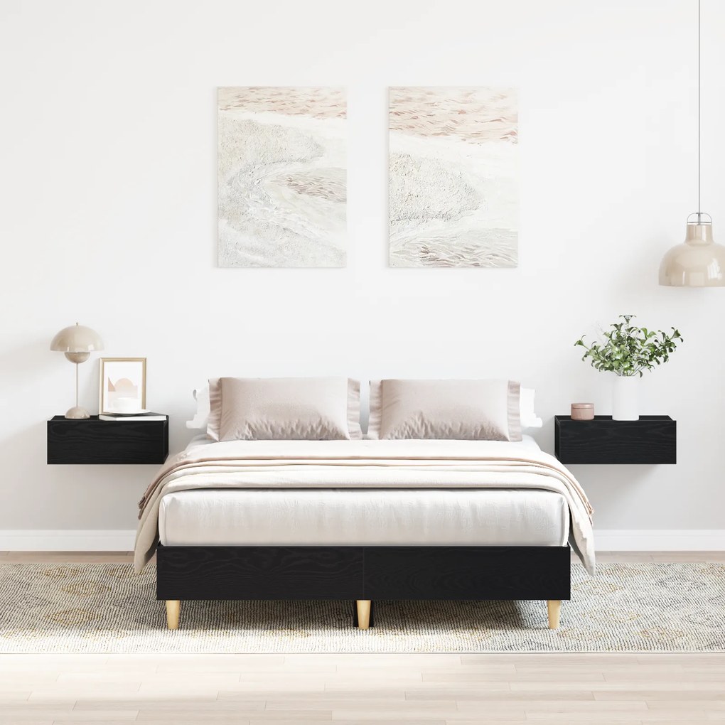 Estrutura de Cama vidaXL 140x190 cm em Madeira de Carvalho Preto