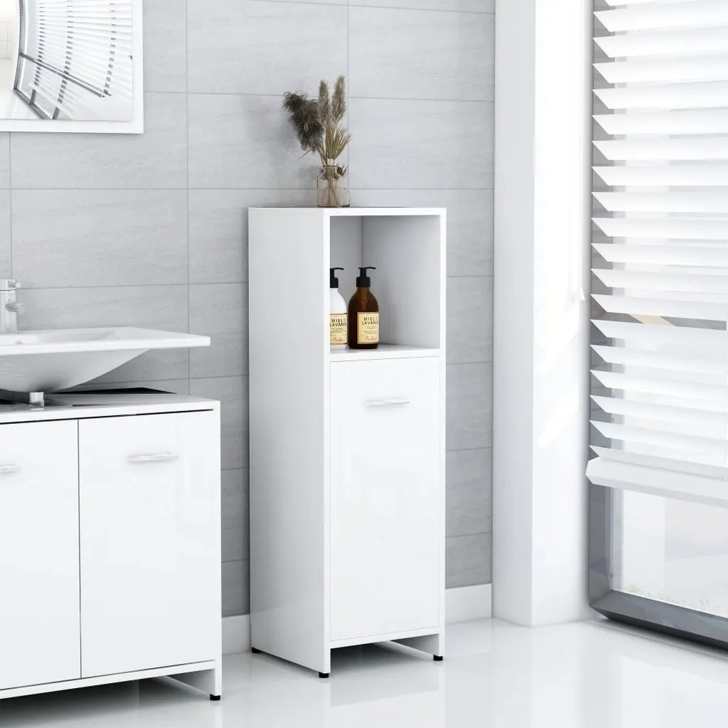 802594 vidaXL Armário casa de banho 30x30x95 cm contrapl. branco brilhante