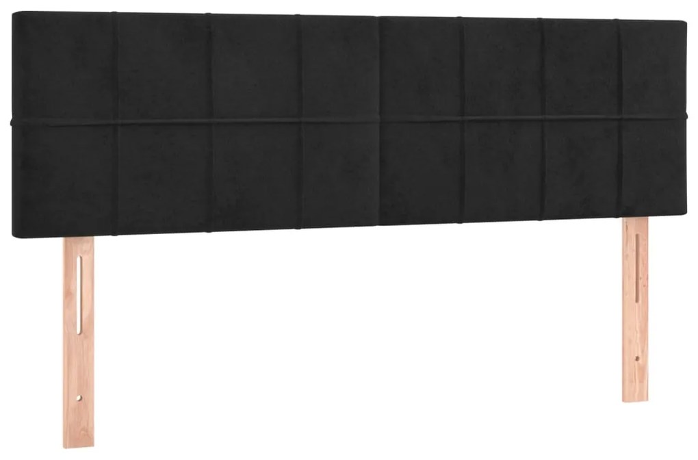 Cabeceira de cama c/ luzes LED veludo 144x5x78/88 cm preto