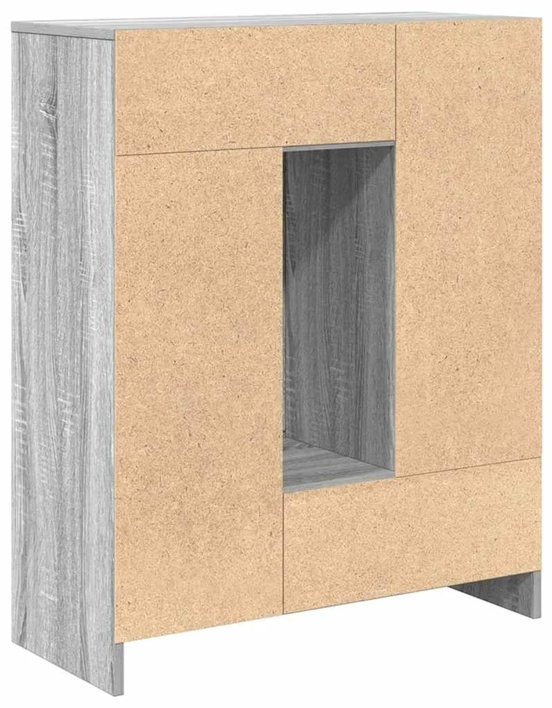 Aparador c/ gavetas e portas 73x31x90 cm sonoma cinzento