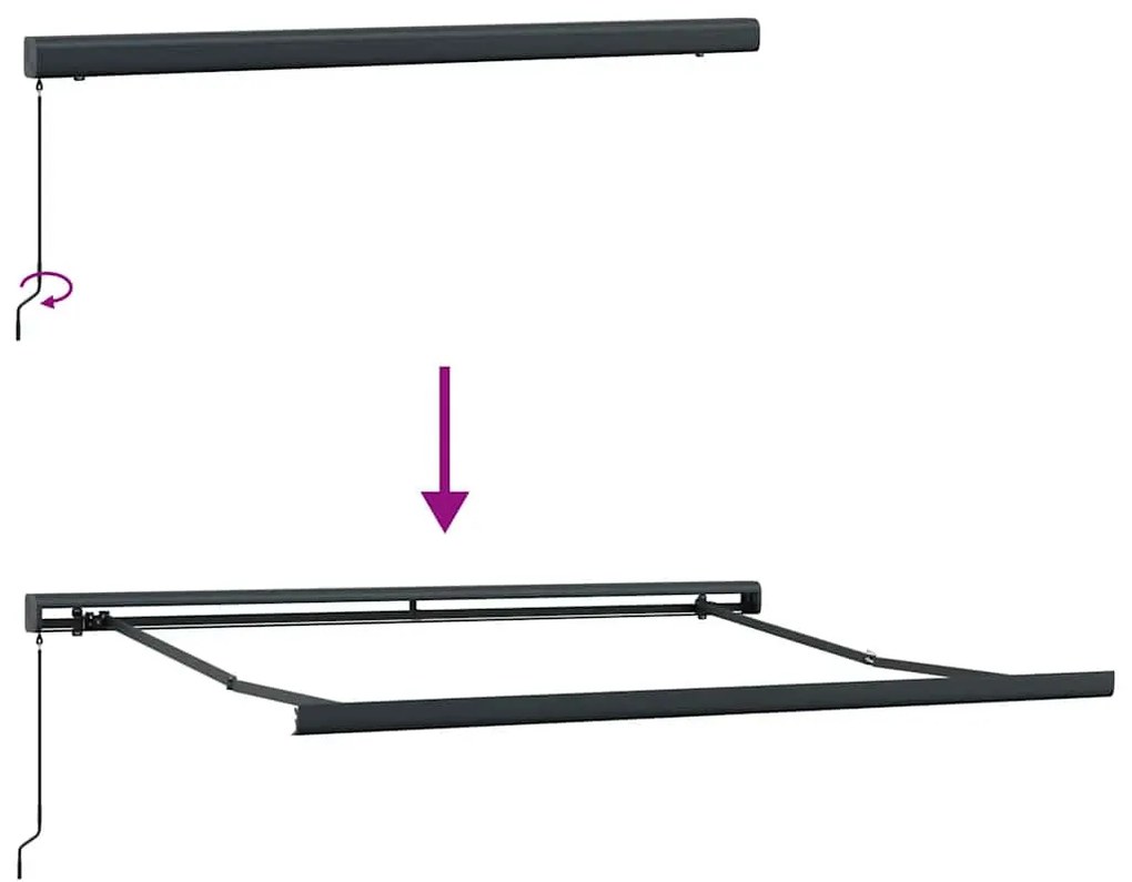 Toldo retrátil 3x2,5 m tecido e alumínio antracite e branco