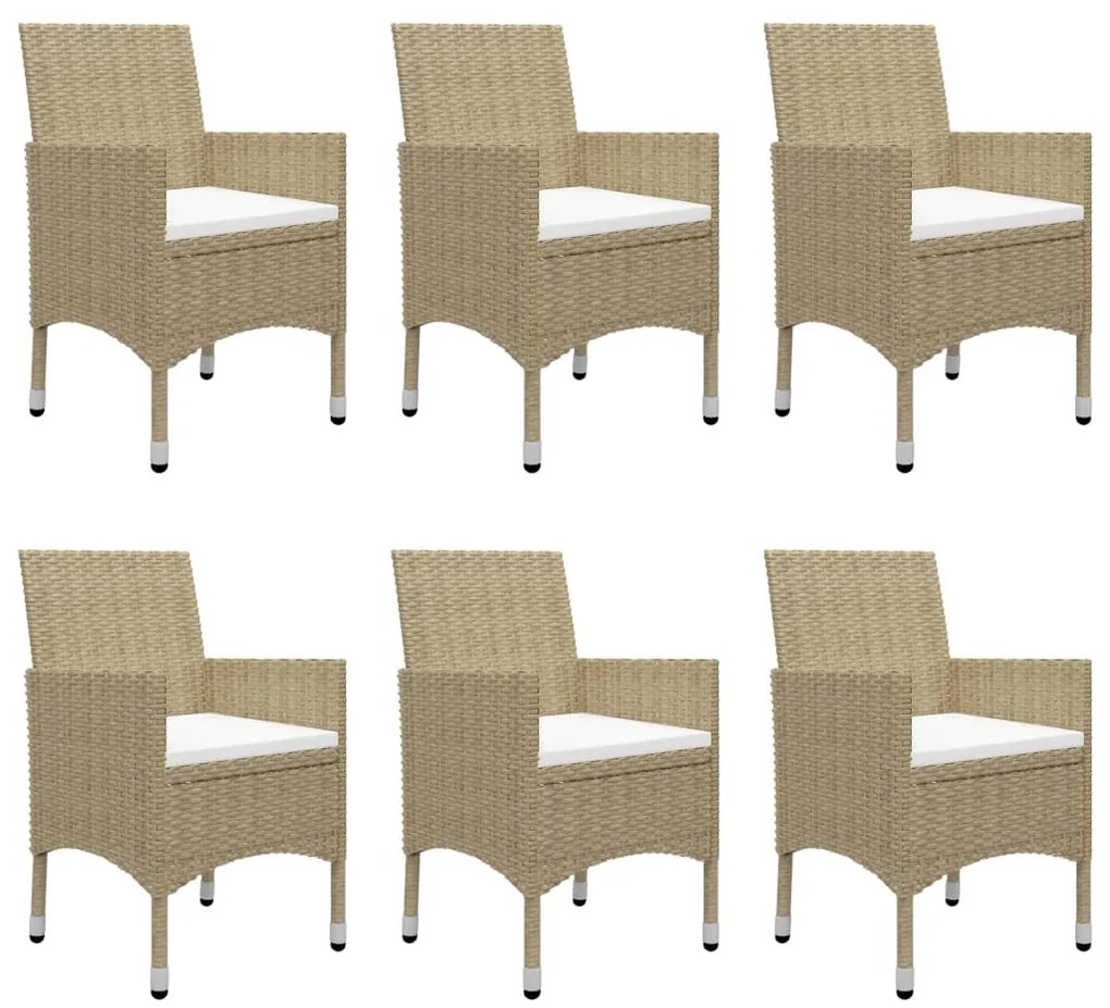 7 pcs conjunto de jantar para jardim bege