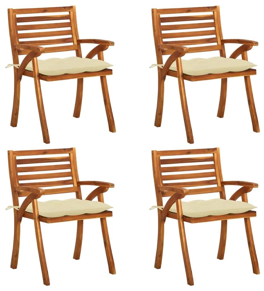 3075191 vidaXL Cadeiras de jardim c/ almofadões 4 pcs madeira de acácia maciça