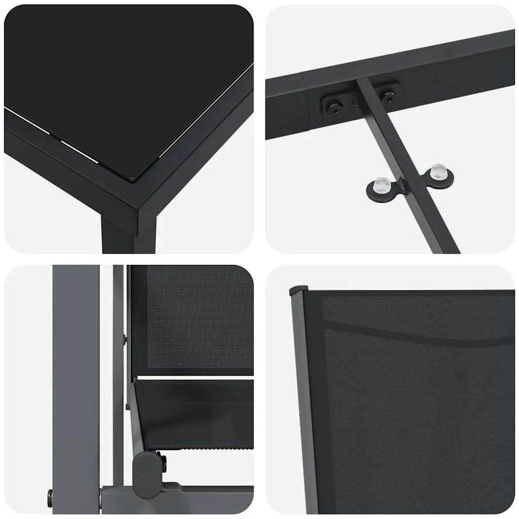 Conjunto de Jantar para Jardim 5 Peças Preto em Textilene e Aço