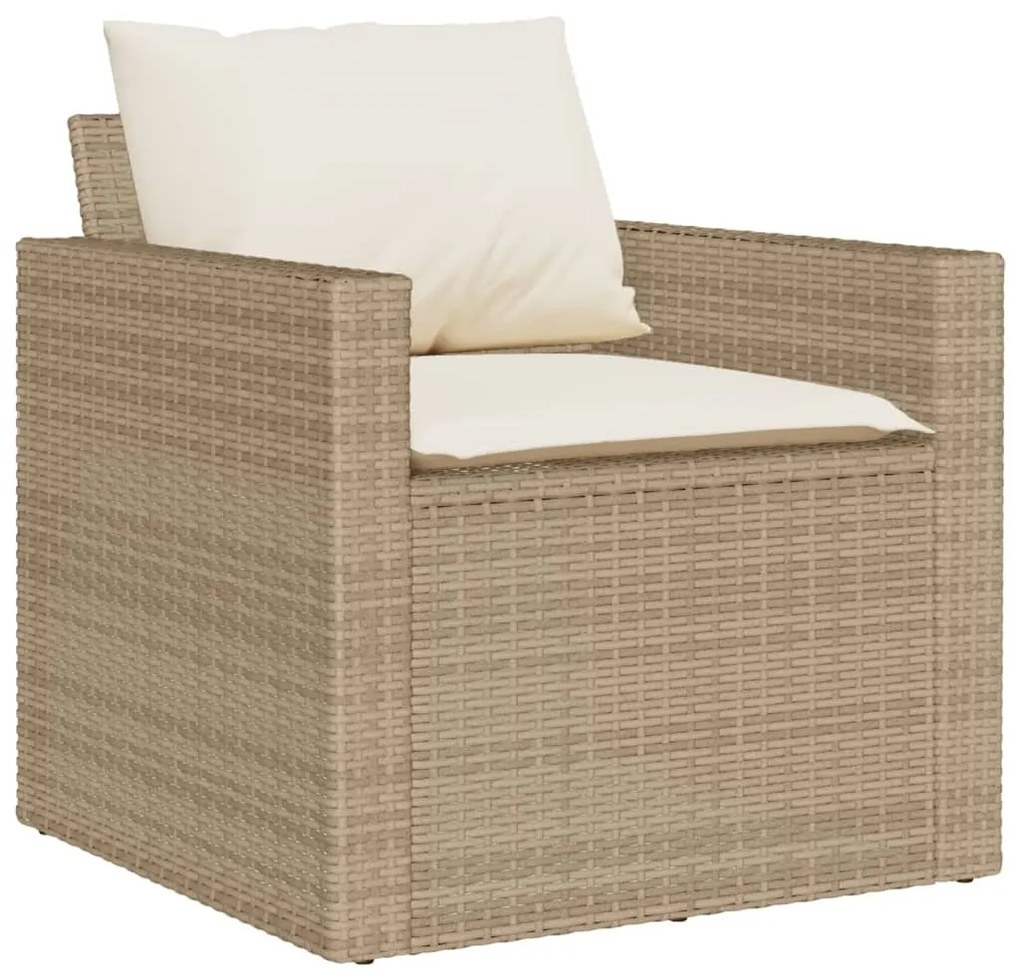 4 pcs conjunto de sofás para jardim c/ almofadões vime PE bege