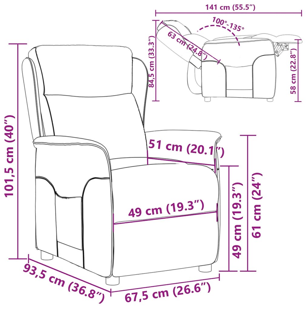 Cadeira Recliner em Tecido Creme