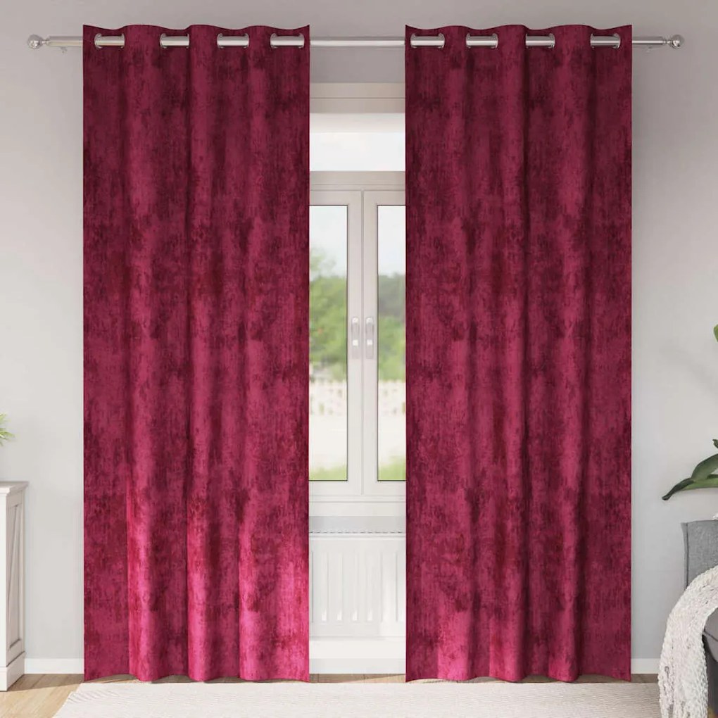 vidaXL Cortinas de Veludo 2 pcs vermelho tinto 245 x 140 cm Veludo