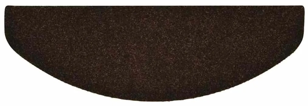 Tapetes escada autoadesivos 10 pcs 65x21x4 cm agulhado castanho