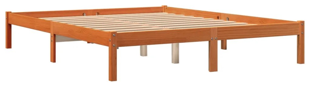 Cama sem colchão 160x200 cm madeira pinho maciço castanho-mel