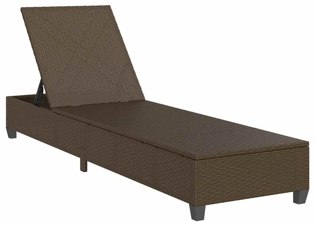 Espreguiçadeira com almofadões 55x200x25,5cm vime PE castanho