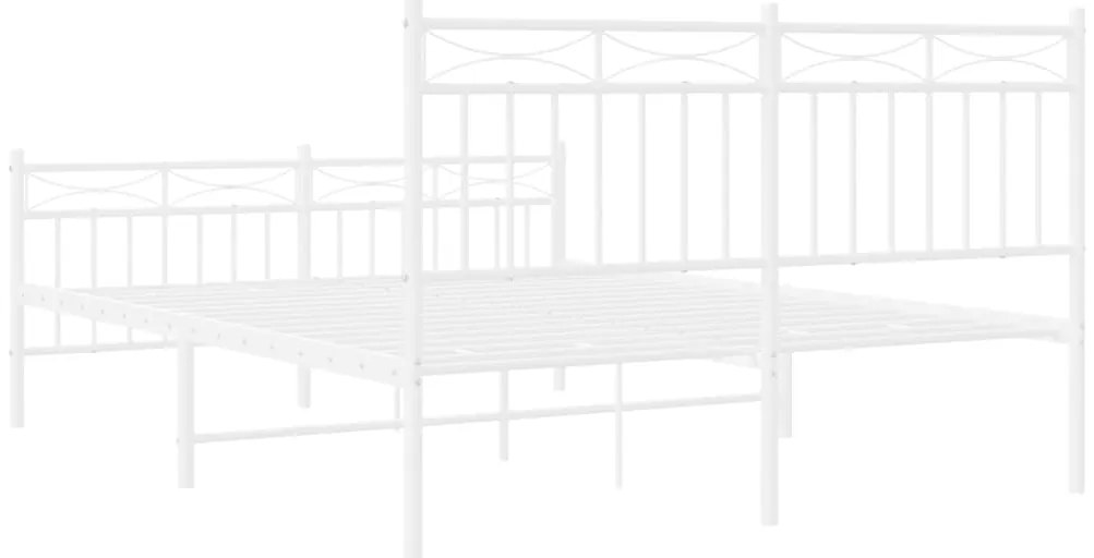 Estrutura de cama com cabeceira e pés 140x190 cm metal branco
