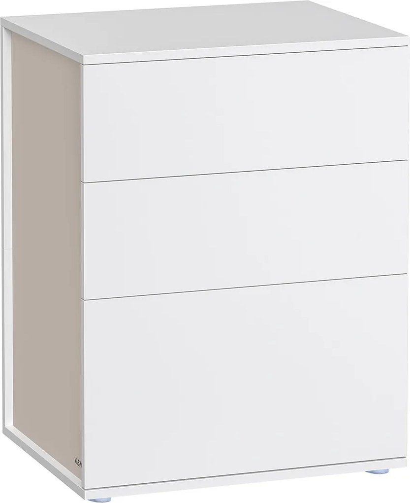 Mesa de cabeceira com 3 gavetas 35 x 45 x 58,7 cm branca-cappuccino bege