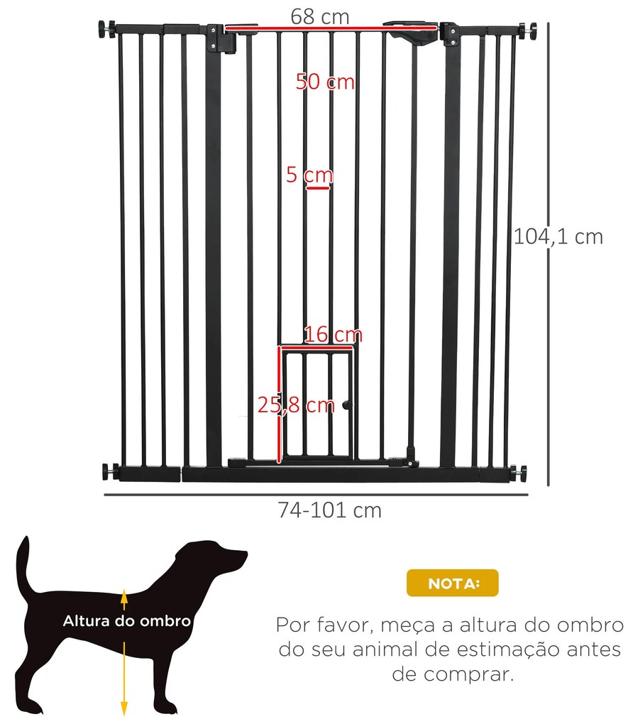 PawHut Barreira de Segurança para Cães com Porta Pequena Barreira para