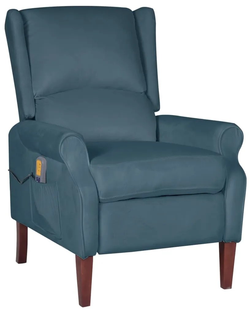 vidaXL Poltrona de massagens reclinável veludo azul