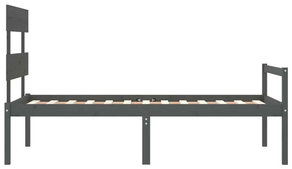 Estrutura de cama com cabeceira 100x200cm madeira maciça preto