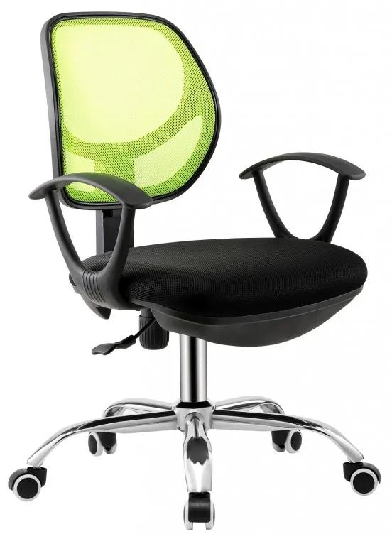 Cadeira de escritório MIRAFIORI, braços, rede verde e tecido preto