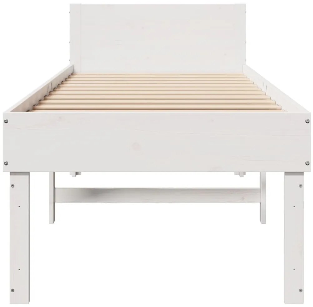 Cama sem colchão 90x200 cm madeira de pinho maciça branco