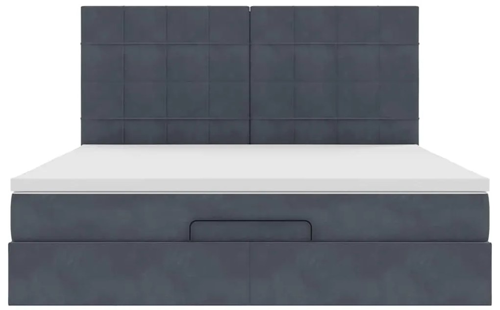 Estrutura cama otomana colchões 180x200 cm cinzento escuro