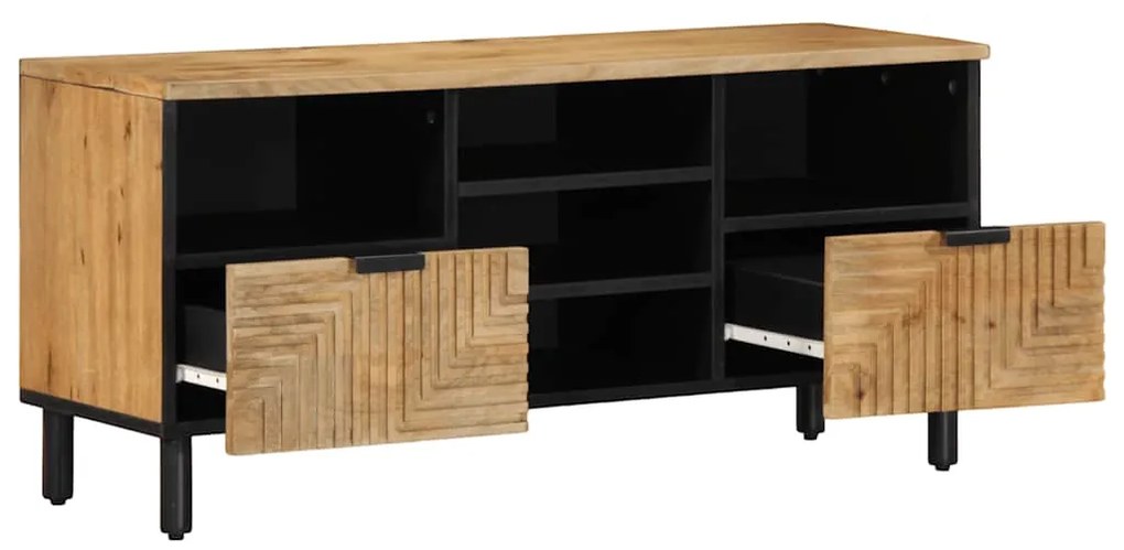 Móvel de TV 100x33x46 cm madeira de mangueira maciça castanho