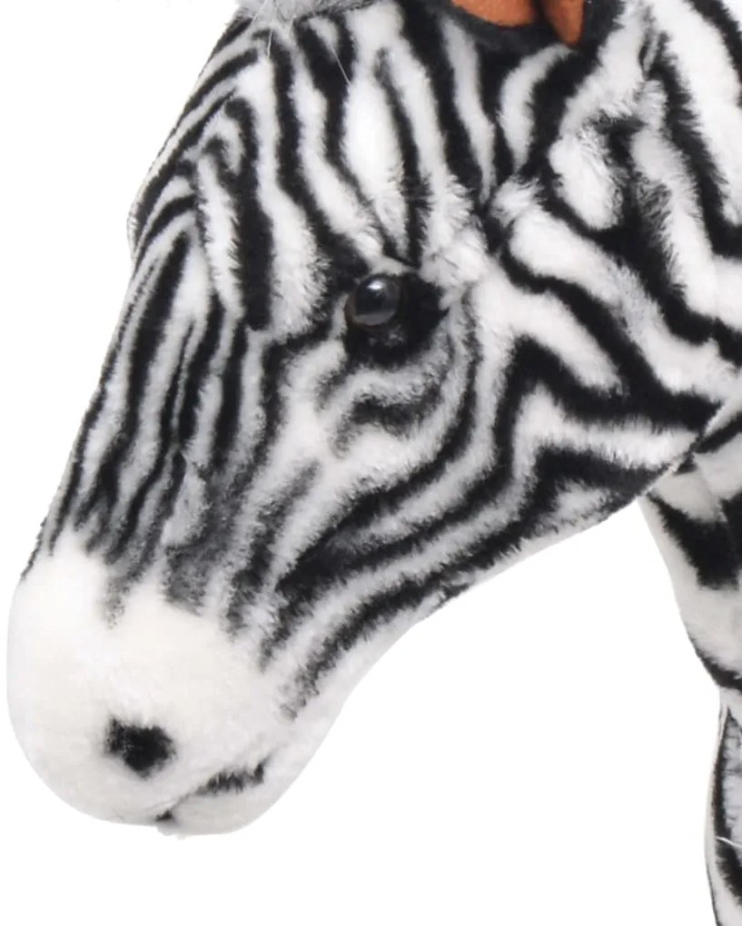 Brinquedo de montar zebra peluche preto e branco XXL